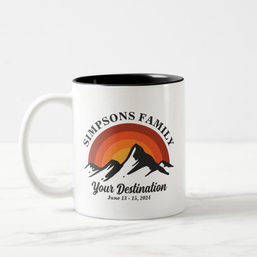 Retro Sunset Custom Family Vacacation Group Matchi Zweifarbige Tasse (Links)