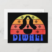 Retro Sunset Diwali Postkarte (Vorne/Hinten)