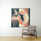 Retro Sunset Dolphin Leap Wandteppich (Beispiel (Horizontal))