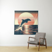 Retro Sunset Dolphin Leap Wandteppich (Beispiel)