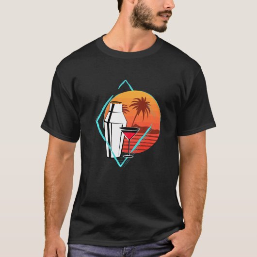Retro Sunset Drink Barkeeper Barkeep Barman Cockta T-Shirt (Vorderseite)