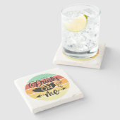 Retro Sunset Drinks auf mir Steinuntersetzer (Seitenansicht)