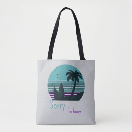 Retro Sunset - Entschuldigung, ich bin beschäftigt Tasche (Vorderseite)