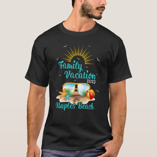 Retro Sunset Family Urlaub 2023 Florida Neapel B T-Shirt (Vorderseite)