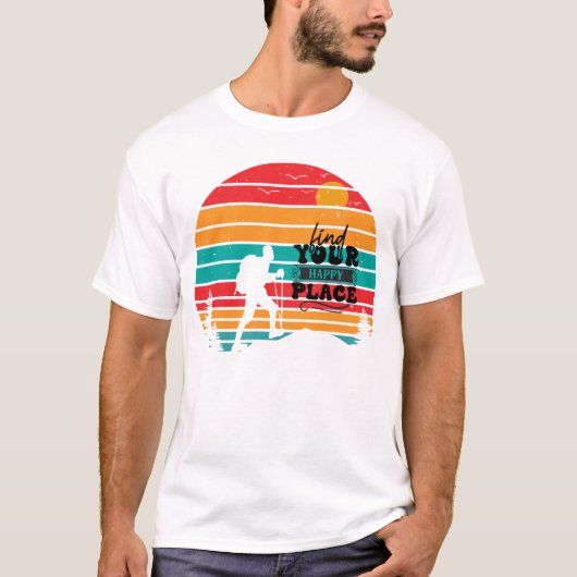 Retro Sunset Finden Sie Ihren glücklichen Ort Wand T-Shirt (Vorderseite)