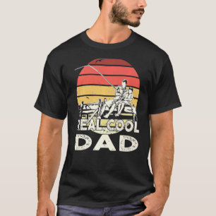 Retro Sunset Fischen Echter Cooler Vater T-Shirt