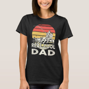 Retro Sunset Fischen Echter Cooler Vater T-Shirt