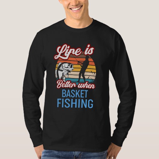 Retro Sunset Fishing When Basket Fishing T-Shirt (Vorderseite)