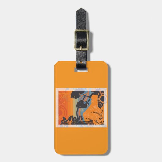 Retro Sunset Forest Landschaft Abstrakt Gepäckanhänger (Vorderseite vertikal)