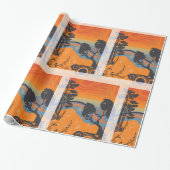 Retro Sunset Forest Landschaft Abstrakt Geschenkpapier (Ungerollt)