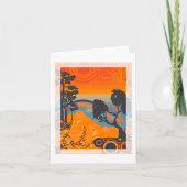 Retro Sunset Forest Landschaft Abstrakt Karte
