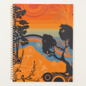 Retro Sunset Forest Landschaft Abstrakt Planer (Vorderseite)