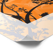 Retro Sunset Forest Landschaft Abstrakt Poster (Ecke)