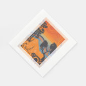 Retro Sunset Forest Landschaft Abstrakt Serviette (Ecke)