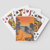 Retro Sunset Forest Landschaft Abstrakt Spielkarten (Rückseite)