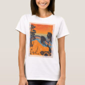 Retro Sunset Forest Landschaft Abstrakt T-Shirt (Vorderseite)