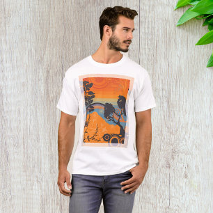 Retro Sunset Forest Landschaft Abstrakt T-Shirt