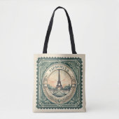 Retro Sunset French Eiffel Tower Paris Frankreich Tasche (Vorderseite)