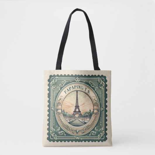 Retro Sunset French Eiffel Tower Paris Frankreich Tasche (Vorderseite)