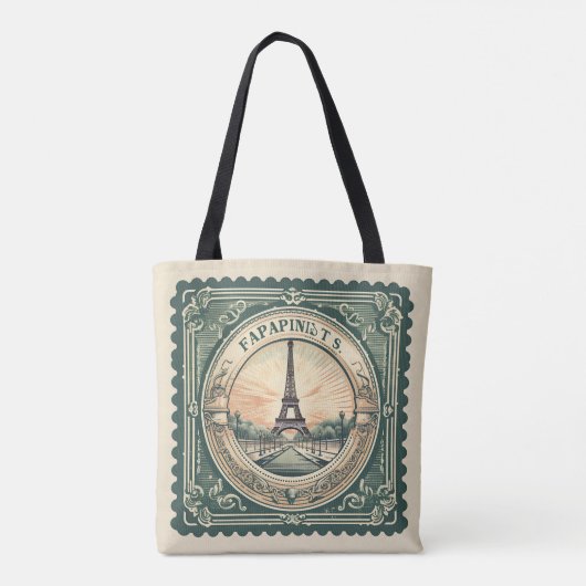 Retro Sunset French Eiffel Tower Paris Frankreich Tasche (Rückseite)