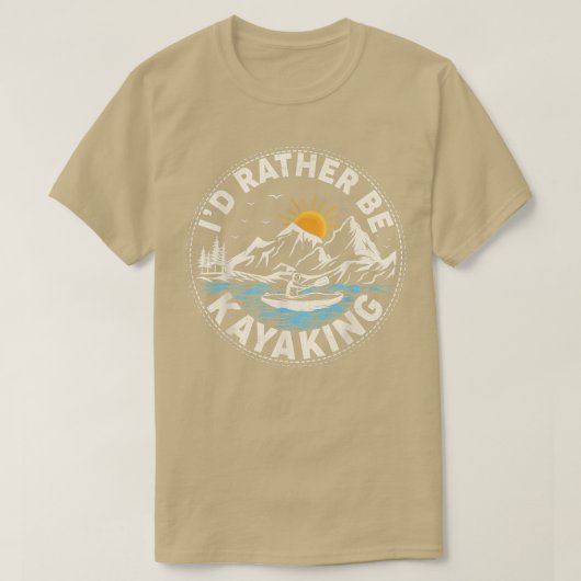 Retro Sunset Funny I'd Rather Be Kayaking  T-Shirt (Design vorne)