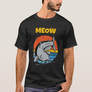 Retro Sunset Funny Meow Catfish T-Shirt