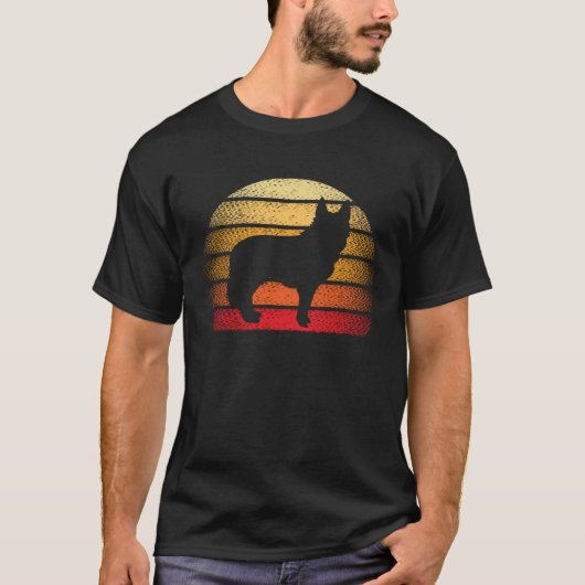 Retro Sunset German Shepherd Dog Theme T-Shirt (Vorderseite)