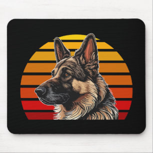 Retro Sunset German Shepherd Mousepad