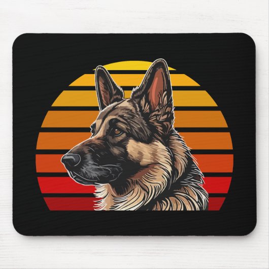 Retro Sunset German Shepherd Mousepad (Vorne)