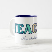 Retro Sunset Gradient Teacher Wertgutschein Gesche Zweifarbige Tasse (Vorderseite Links)