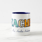 Retro Sunset Gradient Teacher Wertgutschein Gesche Zweifarbige Tasse (Mittel)