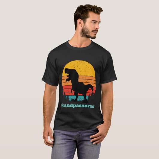 Retro Sunset Grandpasaurus T-Shirt (Vorne ganz)