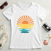 Retro Sunset Graphic, Women’s Summer Sun & Sea T-Shirt
