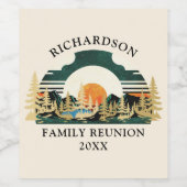 Retro Sunset Green Beige Custom Family Wiedersehen Weinetikett (Einzelnes Label)