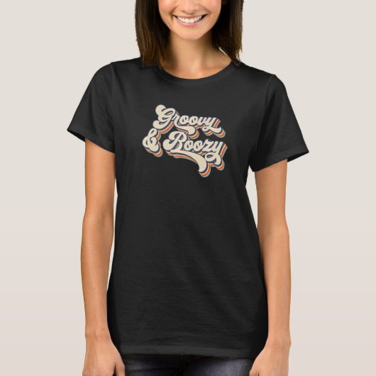 Retro Sunset Groovy & Boozy Bachelorette Party Bri T-Shirt (Vorderseite)