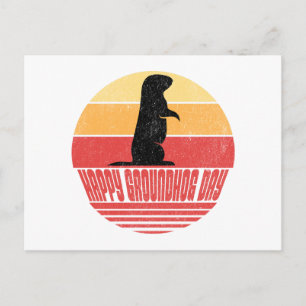 Retro Sunset Groundhog Day Postkarte