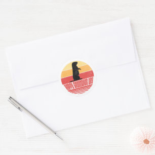 Retro Sunset Groundhog Day Runder Aufkleber