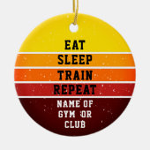 Retro Sunset Gym Trainer Coach essen Schlaf Wieder Keramik Ornament (Vorne)