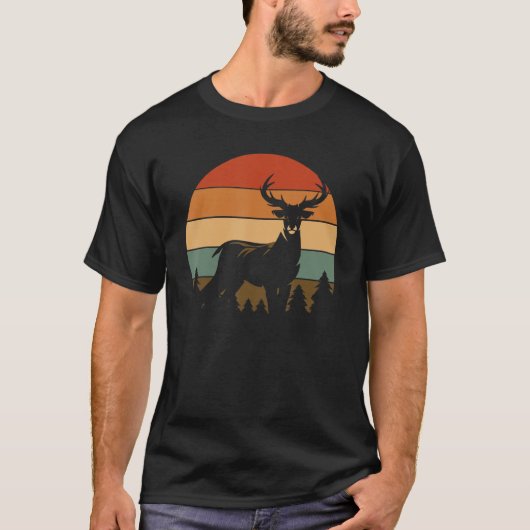 Retro Sunset Hirsche Liebe zur Jagd auf Hirsche T-Shirt (Vorderseite)