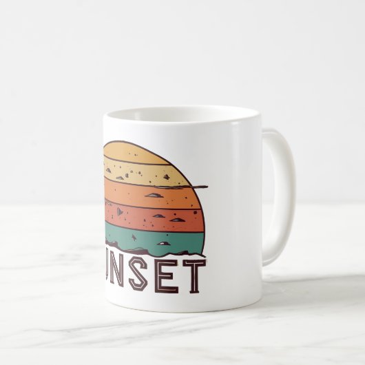 Retro Sunset Horizon Graphic Mug' Kaffeetasse (VorderseiteRechts)