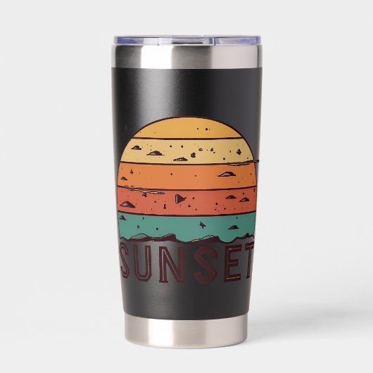 Retro Sunset Horizon Graphic Mug' Thermobecher (Vorderseite)