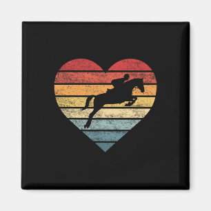 Retro Sunset Horse Lover Rider Reitsport Magnet