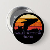 Retro Sunset Humpback Whale Breaching Button (Vorne & Hinten)