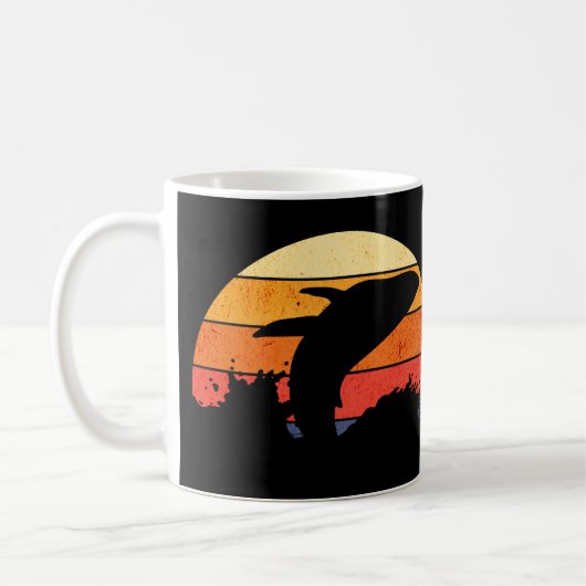 Retro Sunset Humpback Whale Breaching Kaffeetasse (Links)