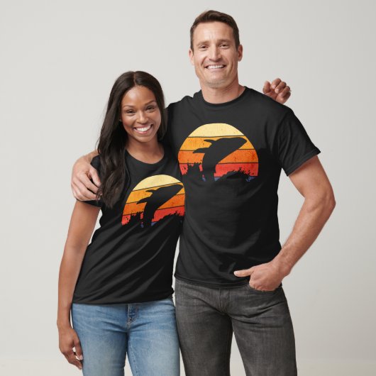 Retro Sunset Humpback Whale Breaching T-Shirt (Unisex)