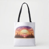 Retro Sunset in the Forest Custom Name Gift Tasche (Vorderseite)