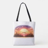 Retro Sunset in the Forest Custom Name Gift Tasche (Rückseite)
