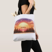 Retro Sunset in the Forest Custom Name Gift Tasche (Von Nahem)