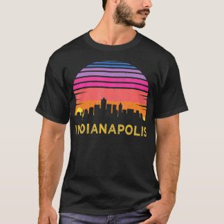 Retro Sunset Indianapolis Indiana  Skyline Souveni T-Shirt