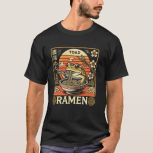 Retro Sunset japanische Art Noodles Frog Fuji to T-Shirt